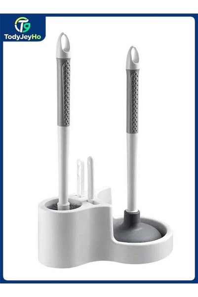 Generic Toilet Brush and Holder Set with Plunger, Combo with Holder Keep Your...