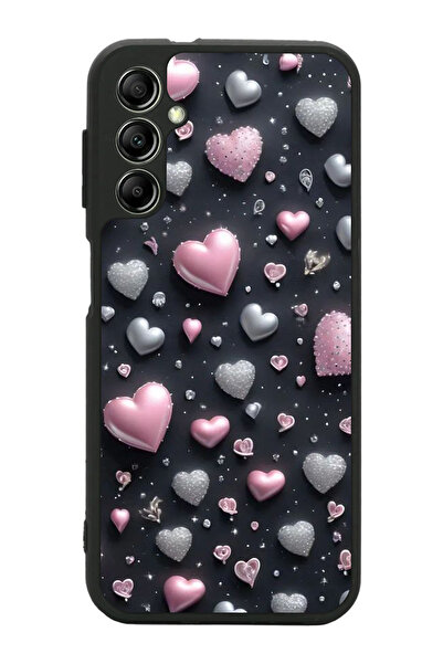 Aksel Kılıf متوافق مع هاتف سامسونج جالاكسي A14 مطبوع، أسود غير لامع، سيليكون ...