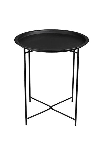 AB HOMES Round Side Table, Metal, Matte Black, Ø46×52 cm – Modern Industrial