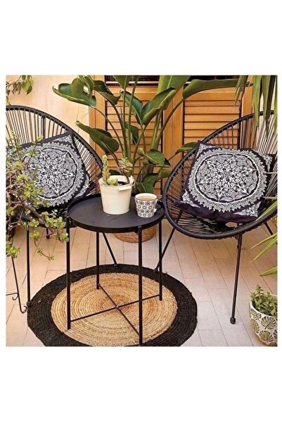 AB HOMES Round Side Table, Metal, Matte Black, Ø46×52 cm – Modern Industrial