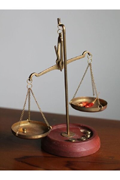 Yaratıcı sanatlar atölyesi Doğal Ahşap ve Pirinç Metal Kuyumcu Terazisi Dekor...