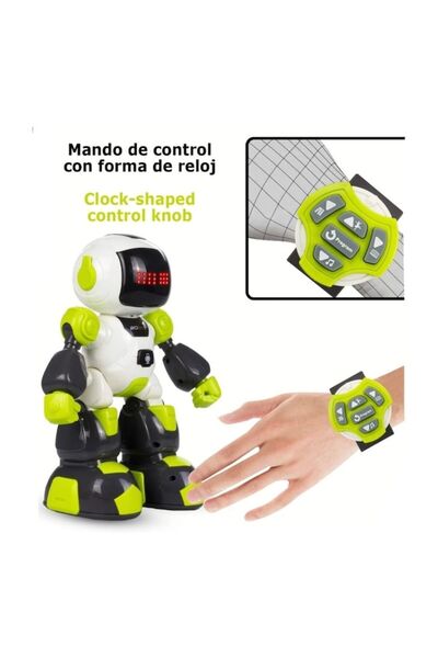 OEM Buddy dancing robot with watch-shaped remote control, white/green, 27 cm