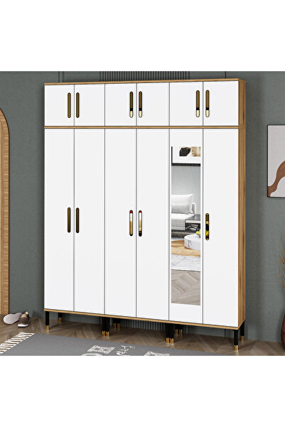 Kalender Dekor Demet-1-3-3-4-4-4 Ayaklı Aynalı Ayakkabılık Portmanto Vestiyer