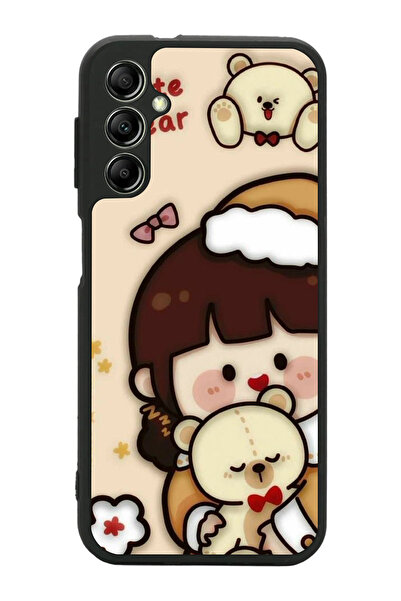 Aksel Kılıf متوافق مع هاتف سامسونج جالاكسي A14 مطبوع، أسود غير لامع، سيليكون ناعم، واقي، غطاء ممتص للصدمات، حافظة