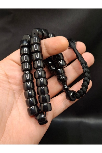 Han Ticarethane Black Color Wheel Cut Crimped Amber Prayer Beads