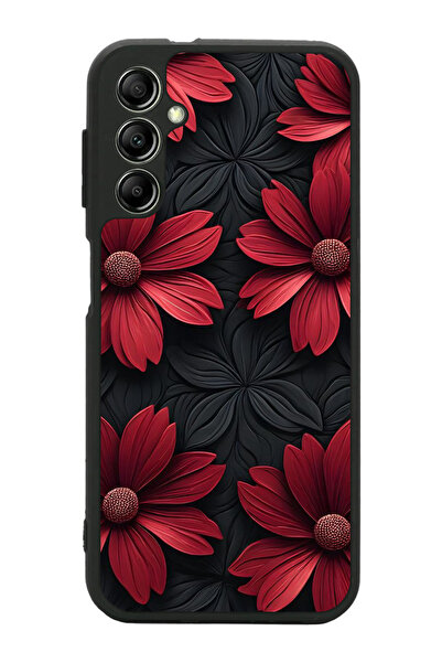 Aksel Kılıf متوافق مع هاتف سامسونج جالاكسي A14 مطبوع، أسود غير لامع، سيليكون ...