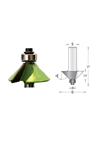 ELBE Freza cu coada, placata CMS, cu rulment copier in varf, profil inclinat 45 grd. 44.5x16.5x65 S=8x35