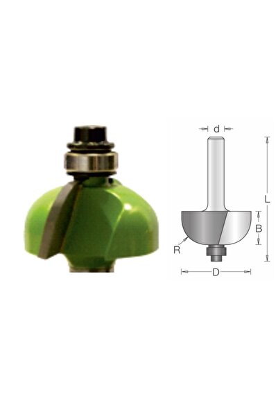 ELBE Freza cu coada, placata CMS cu rulment copier in varf, profil 1/2 Convex R4 17,5x9,5x54 S=8x35