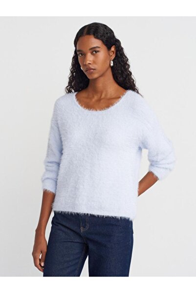 Dilvin 10806 Boat Neck Soft Textured Knitwear Sweater