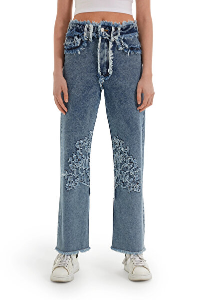 MORREZ Ağaç Detaylı Yıkamalı Pantolon