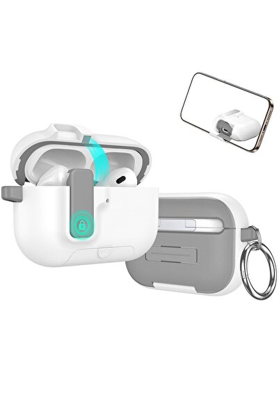 UnDePlus Apple Airpods Pro 3. Nesil ile uyumlu Kılıf Standlı Kilitli TPU Premium Matte Trip Case