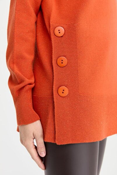 Desen 23391 Tll Angeli̇na so Fully Buttoned Fishbone Collar Complete Sweater