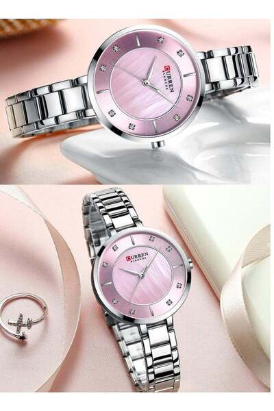 Curren 9051 Original Brand Stainless Steel Band Wrist Watch For Women With Free Box