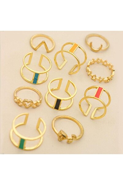 Pursehuit Set de 10 inele aurii, diverse forme, Theresa C3
