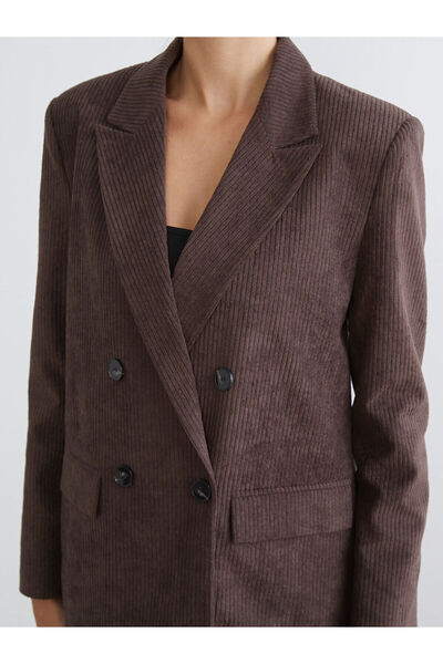 LC Waikiki Double-Breasted Lapel Women's Velvet Blazer Jacket