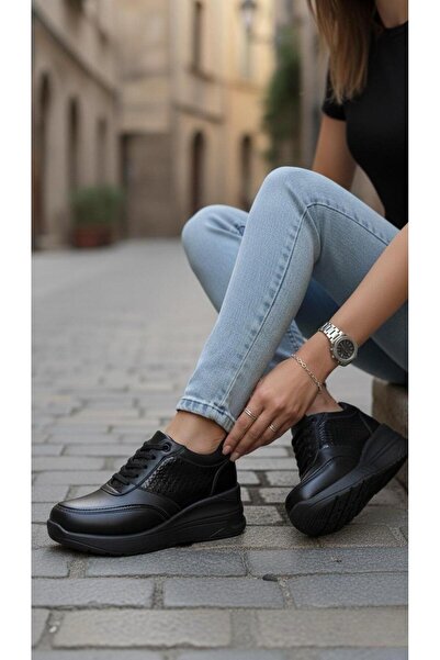 marinarosse Women's Rowan Black Hidden Heel High Sole Sports Shoes