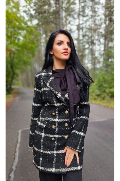 fara marca Checked tweed jacket coat