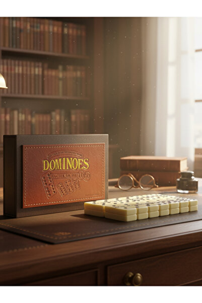 moryconcept Deri Kutulu Lüks Domino Oyunu – Şık Tasarım, 19x12 cm Taşıma Kola...