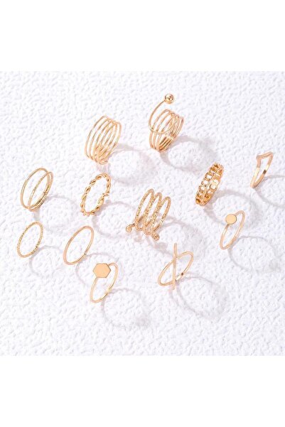 Pursehuit Set de 12 inele, aurii, Malina C6