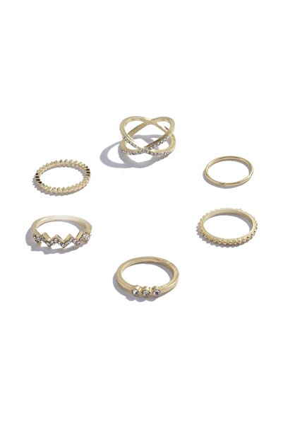 Pursehuit Set de 6 inele aurii, cu pietre, Fenja C1