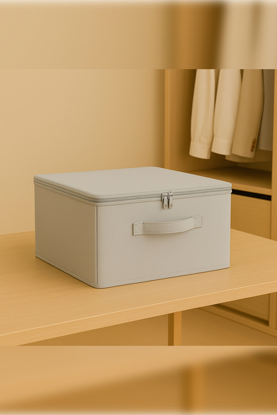 Ekici home textile 4-Pack Gray Supported Storage Bag Large Size – Foldable Storage and Organization Box with Zipper