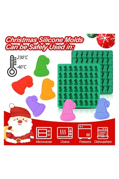 DELPI Silicone Mold for 48 Jellies, Candies, Chocolate, Ice - Hat/Bell Shape, Alpine Green
