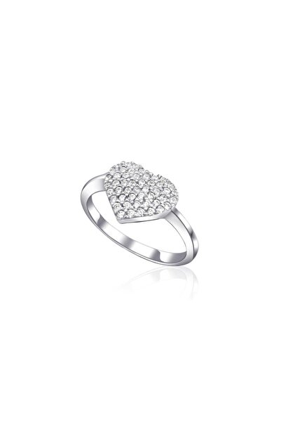 Pursehuit Inel din argint 925, placat cu rodiu, în formă de inimă, cu pietre ...