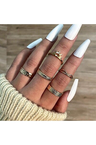 Pursehuit Set de 5 inele aurii, diverse forme, Tabita C4