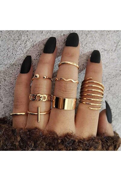 Pursehuit Set de 8 inele, aurii Brenda C2