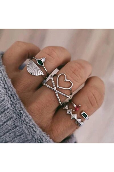 Pursehuit Set de 6 inele Ywone argintii C4