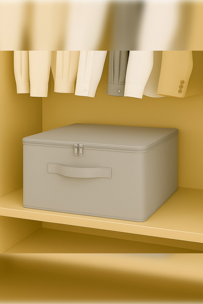 Ekici home textile 4-Pack Gray Supported Storage Bag Large Size – Foldable Storage and Organization Box with Zipper