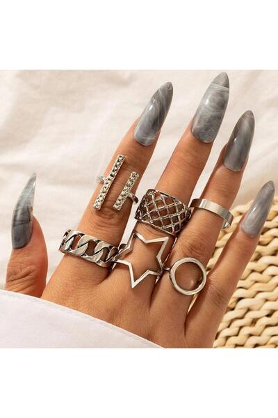 Pursehuit Set de 6 inele, argintii Olgina C4