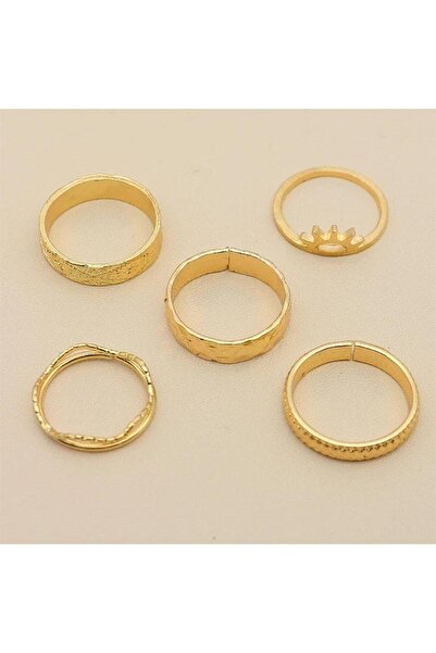 Pursehuit Set de 5 inele aurii, diverse forme, Tabita C4