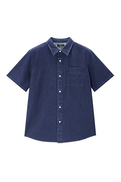 Giordano Men's Loose Fit Short Sleeve Button-Front Denim Shirt | Online Exclusive