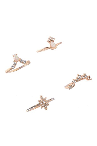 Pursehuit Set de 10 inele, aurii, cu pietre, Bosse C4