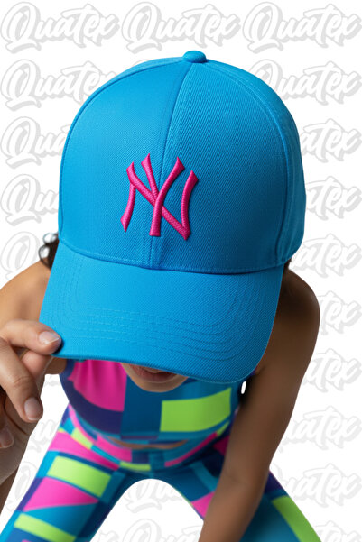 QUATEX Ny New York Embroidered Hat – Blue 100% Cotton Gabardine Unisex Model