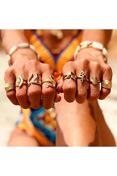 Pursehuit Комплект от 9 златни пръстена, Misha C2