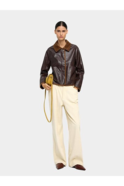 PARFOIS Kontrast Yakalı Deri Efektli Ceket