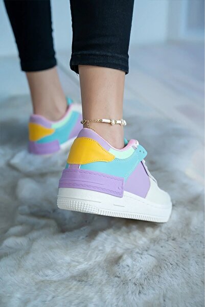 Blyss White Yellow Women's Sports Walking Running Shoes Sneaker