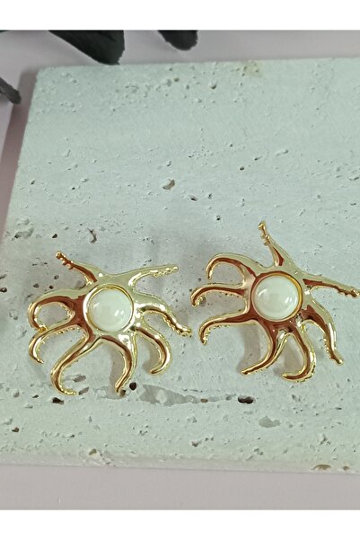 mos&more Gold Cream Pearl Octopus Earrings