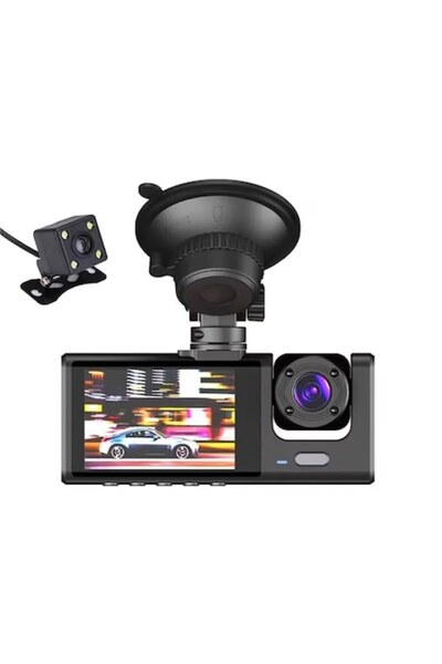 stuffix Triple-Lens Full HD 1080P Car Dash Cam (Front-Interior-Rear), 170° Wi...