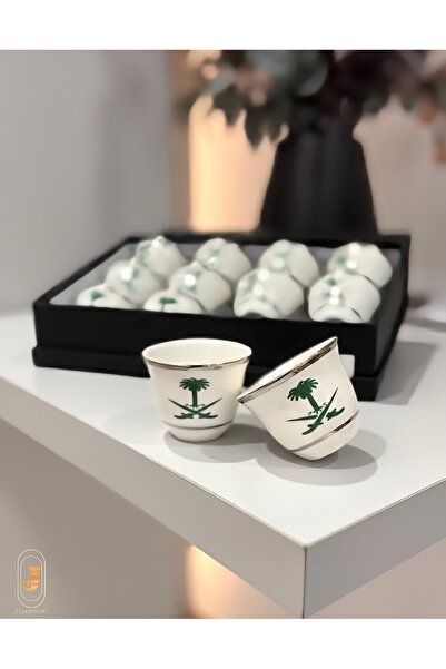 aljahwari Saudi ceramic coffee cups, set of 12 pieces