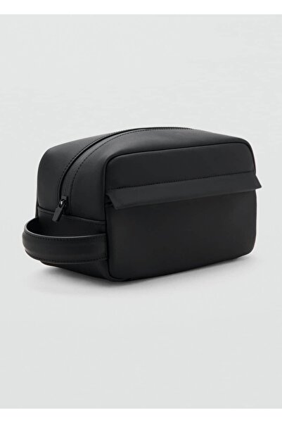 MANGO Man Fermuarlı pürtüklü kozmetik çantası
