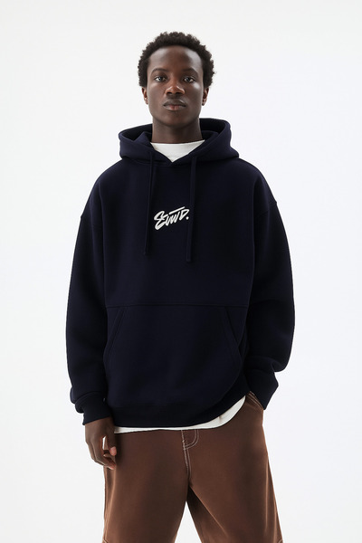 CLASSY.MODA Unisex 3 Thread O oversized STWD Lettering B με τύπωμα K με κουκούλα Άνετο καθημερινό φούτερ με τσέπη καγκουρό