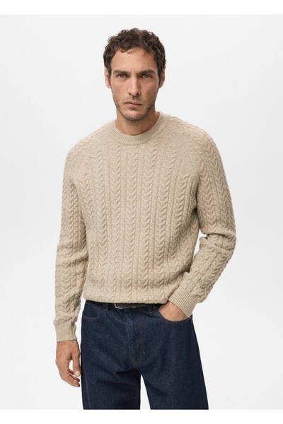 MANGO Man Örgü detaylı triko kazak