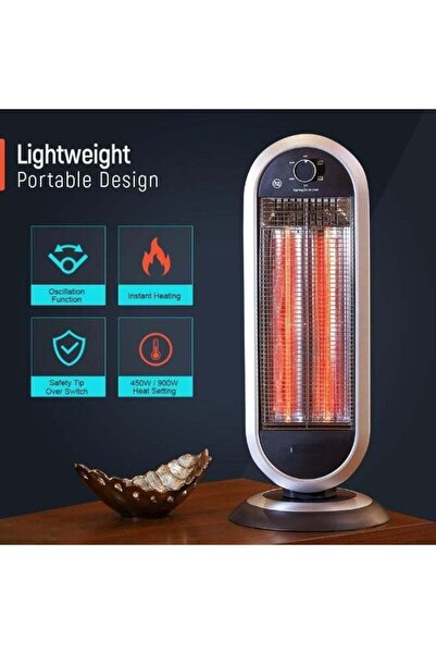 Denx Heater - Wide Angle Oscillation, Safety Tip-Over Switch, Instant Heating, 2 Heat Settings