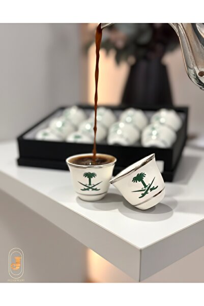 aljahwari Saudi ceramic coffee cups, set of 12 pieces