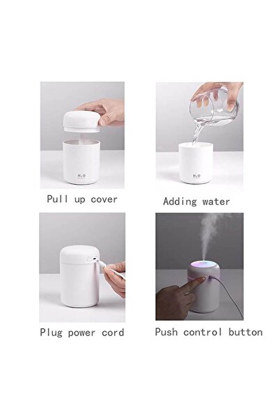 stuffix Air Humidifier, Silent, 7-color LED Ambient Light, 300 ml, Home & Car, White