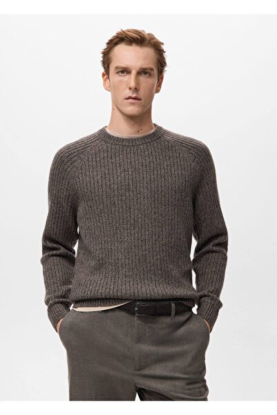 MANGO Man Yün karışımlı fitilli triko kazak