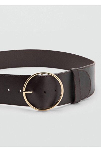 MANGO Woman Yuvarlak tokalı deri kemer